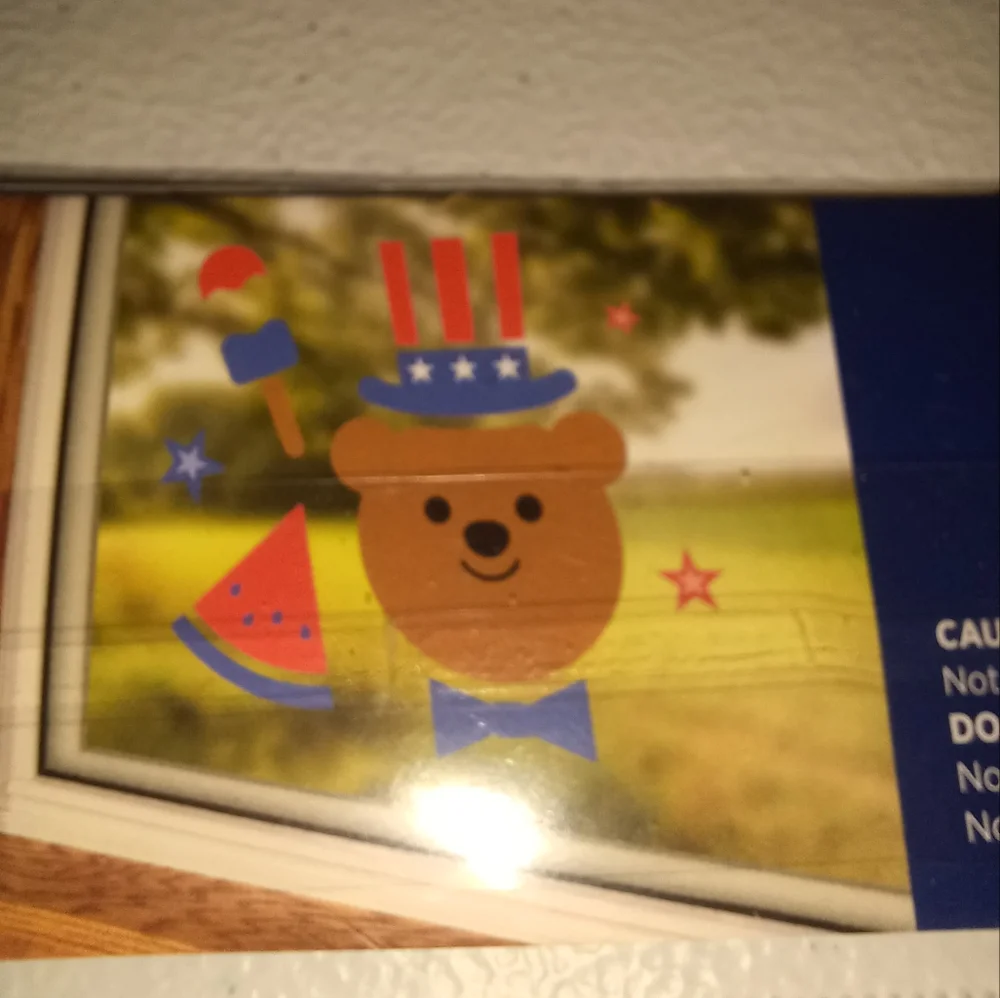 Pair of Patriotic Party Window Clings - Red, Blue, Brown